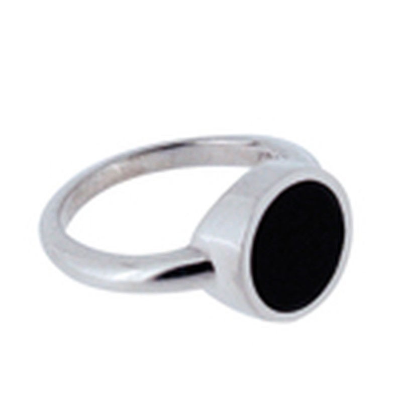 Ring Onyx rond zilver