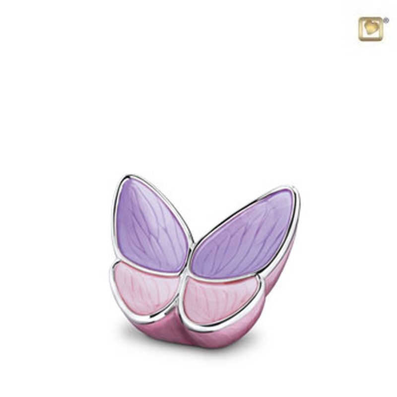 Butterfly urn keepsake roze