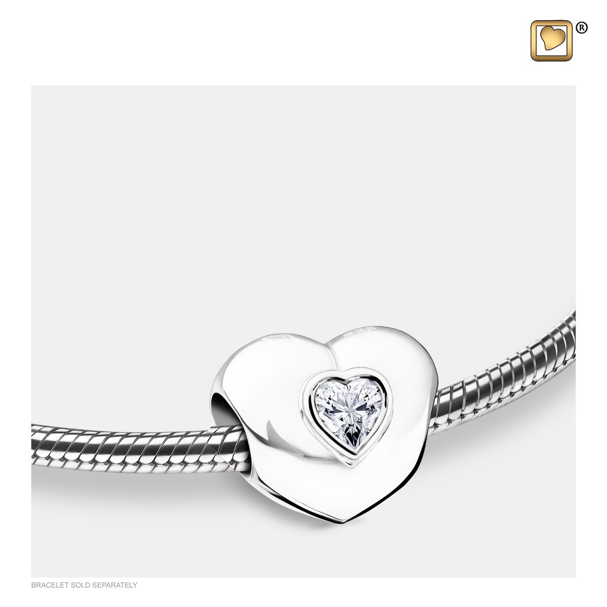 Heart to Heart Ashes Bead Pol silver with Zirconia