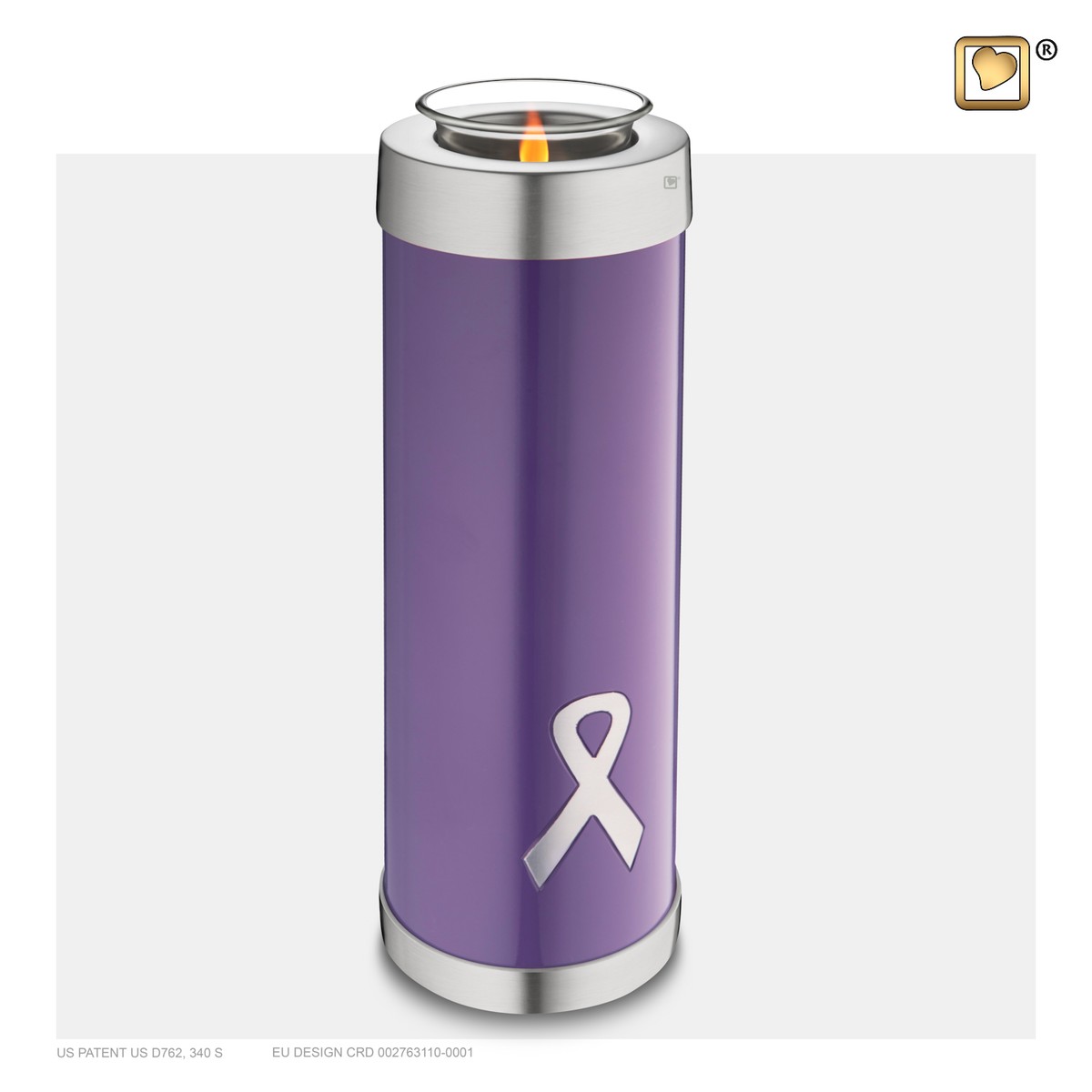 Awareness Tall Tealight urn Purple&Bru Pewter